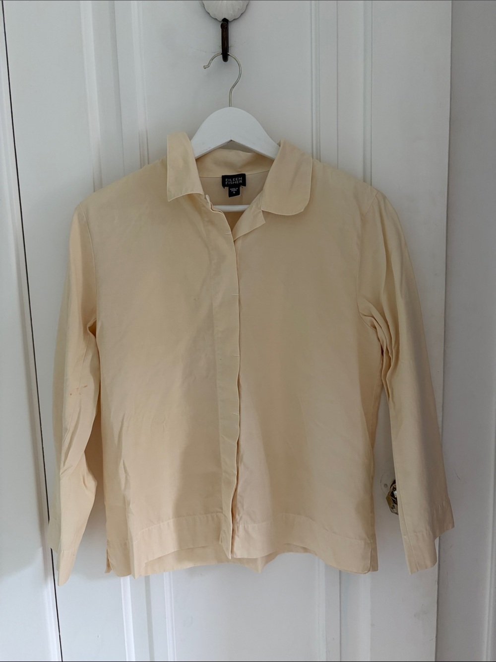 Eileen Fisher • Light Yellow Crop Button Down Top (Size S)